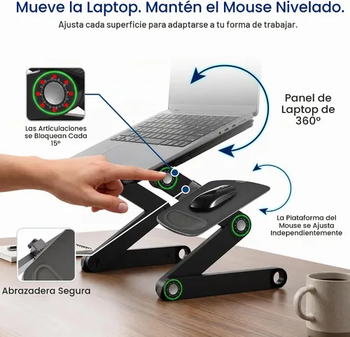 Vista 7 de Uncaged Ergonomics Soporte para laptop y escritorio de regazo con 2 Negro