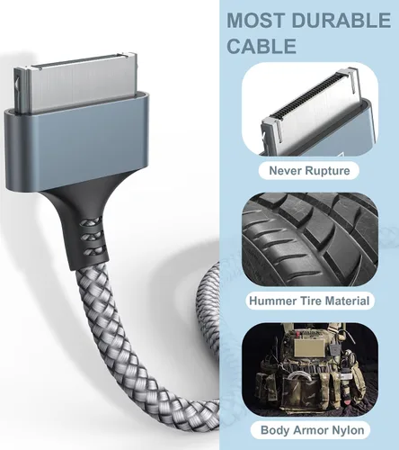Vista 3 de AviBrex Cable de carga USB a 30 pines de 3.3 pies, 2 unidades, cable USB de carga rápida y sincronización de datos, cable trenzado de nailon