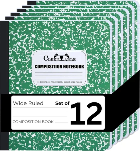 Vista 15 de CLEENTABLE Juego de 5 cuadernos de composición con rayas universitarias para estudiantes, color negro
