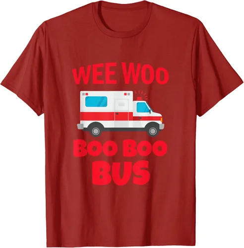Vista 54 de Wee Woo Boo Boo Bus First Responder - Camiseta divertida de ambulancia, Negro, S