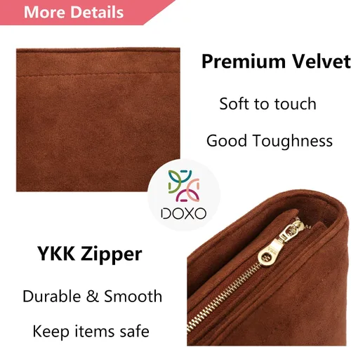 Vista 4 de Doxo Organizador de bolso para bolsos, organizador de bolsas de terciopelo con diseño de cremallera, compatible con cubeta pequeña Celine, Triomphe