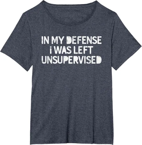 Vista 35 de Camiseta divertida con texto en inglés "Saying In My Defense I Was Left Unsupervised" Negro