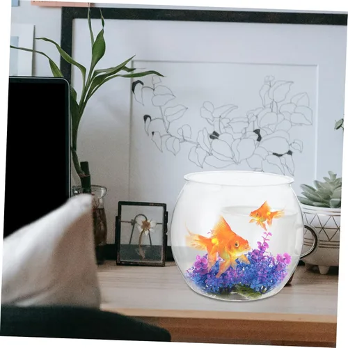 Vista 5 de Angoily Tanque de peces dorado transparente de 7.8 pulgadas, decoración de acuario de plástico transparente para pequeños peces betta, peces