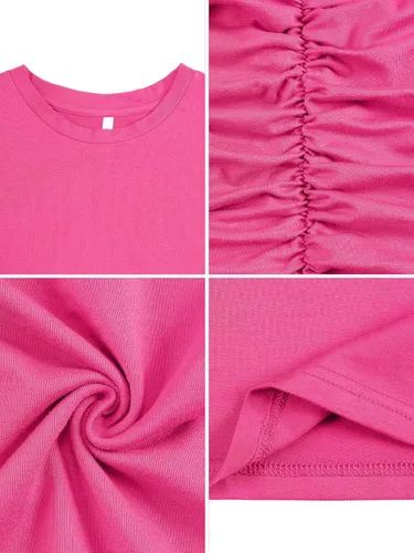 Vista 6 de Missufe - Vestido midi ajustado con pliegues y de manga corta para mujer