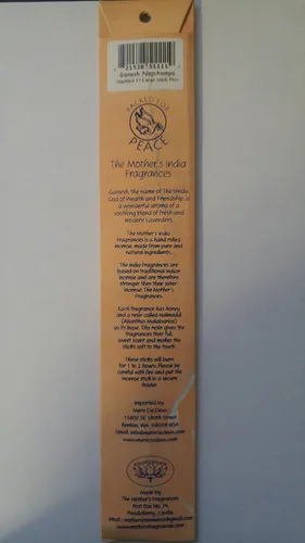 Vista 2 de Mother's India Fragrances - Ganesh Nagchampa (paquete de 12 varillas)