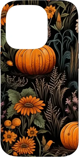 Vista 17 de iPhone 16 Autumn Flower Fall Halloween Spooky Pumpkin Floral Themed Case