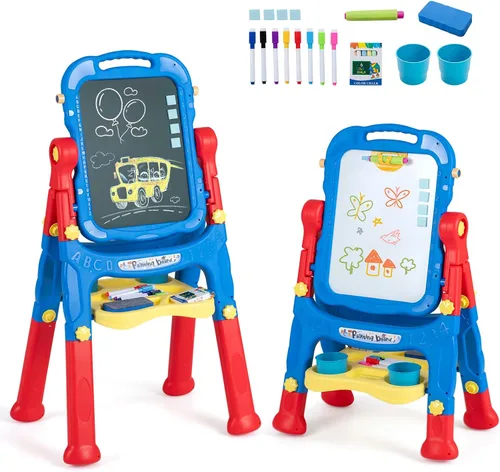Vista 12 de Costzon 4-in-1 Height Adjustable Art Easel for Kids Magnetic Chalkboard & Whiteboard w/ Storage Tray and Detachable Design, No-Tool Assembly, Gift