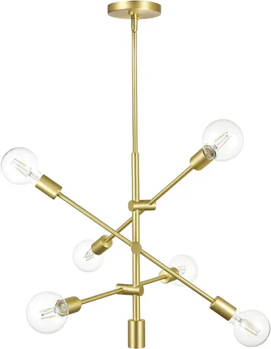 Vista 11 de Linea di Liara Stella - Lámpara Sputnik mediana negra de mediados de siglo, moderna lámpara de araña de techo Sputnik, lámpara colgante Starburst
