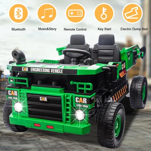 Vista 6 de FINITO Juguetes de paseo de 24 V para niños grandes, camión volquete eléctrico y pala extra, auto de juguete eléctrico para niños, auto de juguete