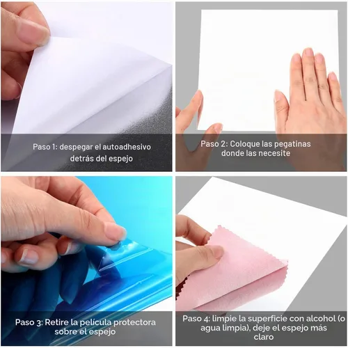 Vista 2 de Hojas de espejo flexibles autoadhesivas, no de vidrio, azulejos adhesivos para decoración de pared del hogar (10 piezas, 6 x 6 pulgadas)