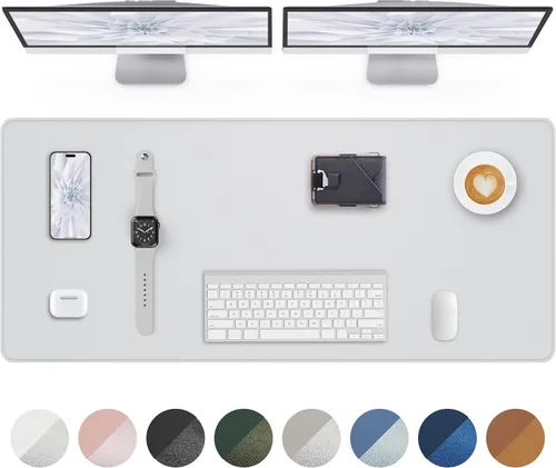 Vista 17 de Tapete protector para escritorio y mouse, antideslizante, de piel sintética, tapete impermeable de escritura para laptop, para oficina y hogar