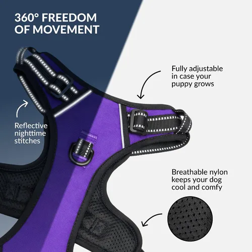 Vista 3 de CollarDirect Arnés reflectante sin tirones para perro, con asa y clip frontal, chaleco acolchado suave ajustable para perros pequeños a grandes