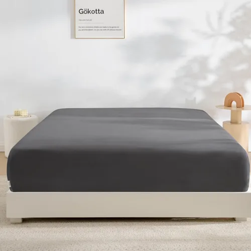 Vista 16 de Gokotta Sábana bajera ajustable y funda de almohada de rayón de bambú, sábana refrescante súper suave con 4 correas elásticas en las esquinas