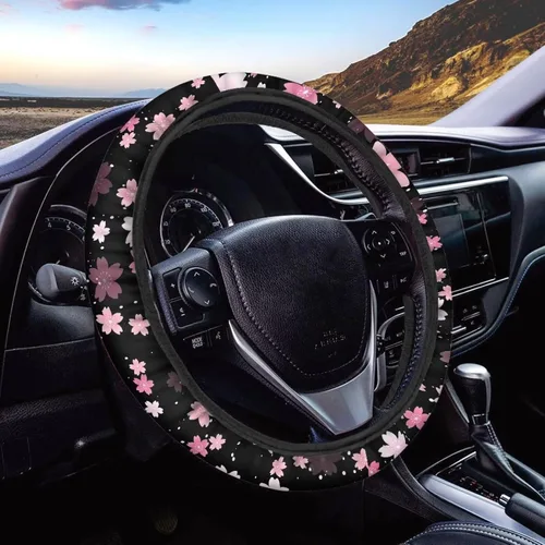 Vista 13 de FOR U DESIGNS Funda de volante con estampado de alpaca, antideslizante, suave, ajuste universal, protector de volante de automóvil de 15 pulgadas