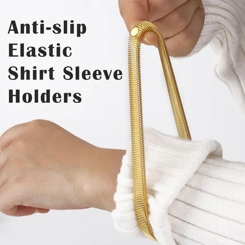 Vista 2 de Coolrunner 6 piezas antideslizantes elásticos para camisas de manga de brazaletes metálicos para ligas elásticas de banda
