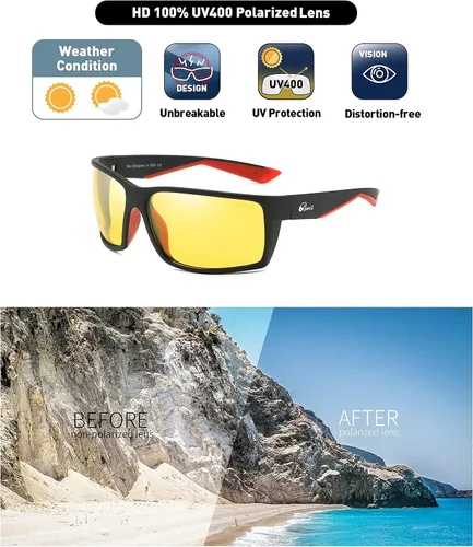 Vista 4 de Bevi - Gafas de sol deportivas polarizadas con montura TR90 irrompible y protección UV 400 para hombres y mujeres, ciclismo, correr, conducir, golf