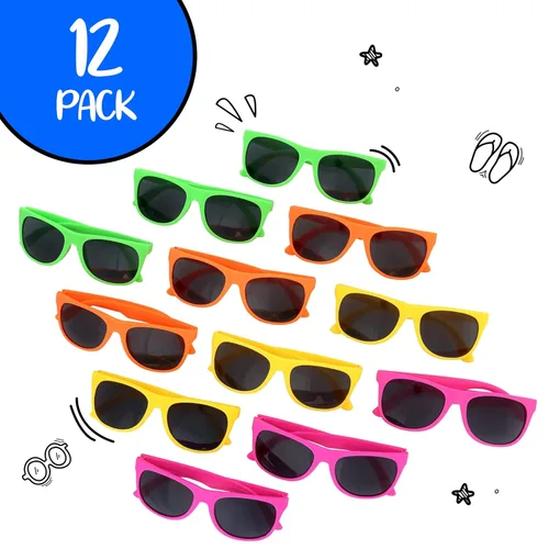 Vista 6 de Neliblu Gafas de sol para niños, regalos de fiesta a granel, estilo de los años 80, para playa y piscina, bolsas de recuerdo de fiesta, premios