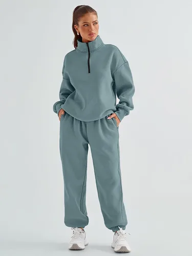 Vista 5 de AUTOMET Womens 2 Piece Outfits Long Sleeve Sweatsuits Sets Half Zip Sweatshirts with Joggers Sweatpants