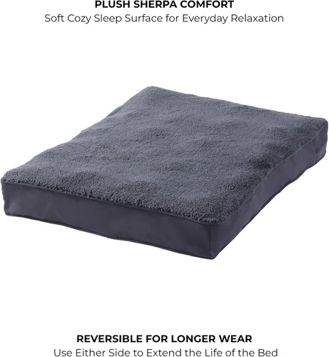 Vista 3 de Rectangular Sherpa Dog Bed with Removable Washable Cover, Supportive Tacked Cushion Insert, Durable Microfiber Sides, Recycled Polyfiber Fill