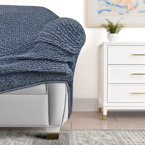 Vista 6 de PAULATO BY GA.I.CO. Funda para muebles, sillón, sofá, desmontable elástica de doble vía - Hecha en Italia - Colección Mille Righe Azul