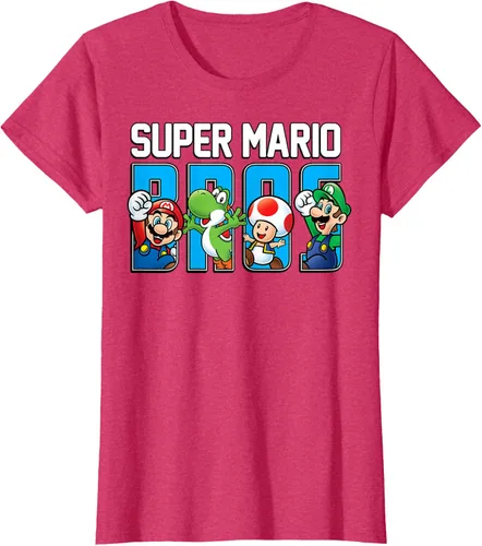 Vista 11 de Super Mario Bros Characters Letter Fill Graphic T-Shirt Camiseta, Negro