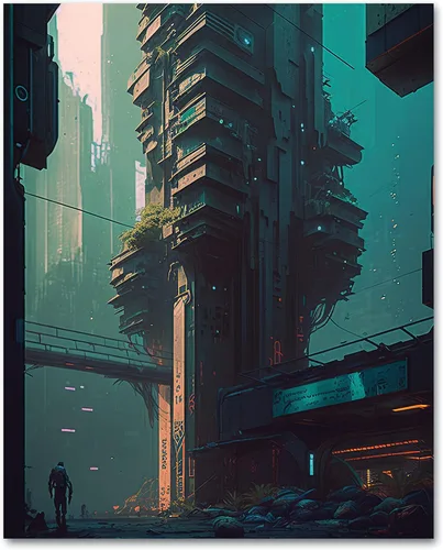 Vista 10 de My Vinyl Story Póster impreso de Ciudad Cyber Punk City para decoración de pared, arte de pared moderno, decoración estética, impresiones de 16 x 20