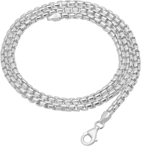 Vista 3 de The Bling Factory 3.5mm Solid .925 Sterling Silver Square Box Chain Necklace