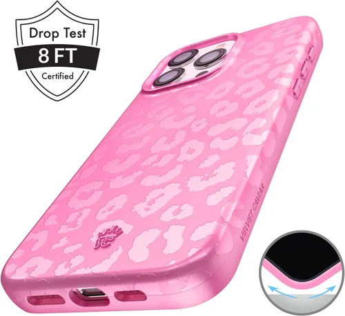 Vista 5 de VELVET CAVIAR Funda para iPhone 15 Pro, compatible con MagSafe, probada contra caídas de 10 pies, fundas protectoras de diseño, leopardo color rosa