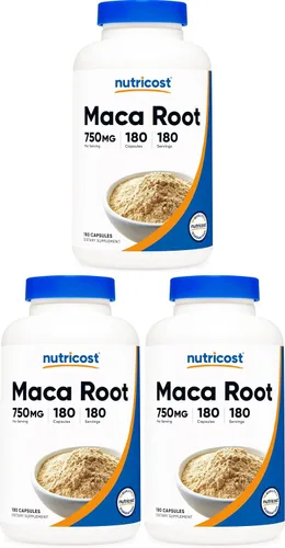 Vista 9 de Nutricost Cápsulas de raíz de maca (Lepidium meyenii) 750 mg, 180 cápsulas, 180 porciones Lepidium meyenii