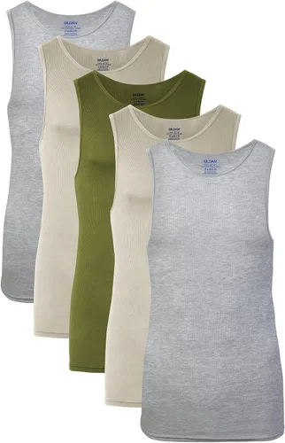 Vista 7 de Gildan Camiseta de tirantes para hombre, multipack, estilo G1104 Gris/Negro (paquete de 4)