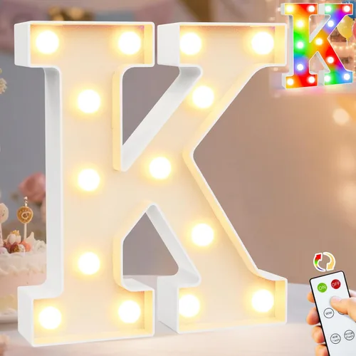 Vista 58 de Pooqla Letras con luces LED de marquesina, letras decorativas iluminadas en blanco cálido y blanco frío, letras del alfabeto iluminadas para niños