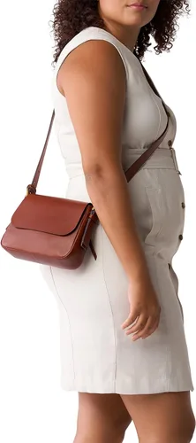 Vista 5 de Fossil Bolso bandolera Harper de piel ecológica con solapa pequeña para mujer, marrón, dorado
