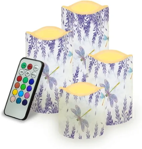 Vista 33 de Jeiento American Flag Flameless Candles 4 Pack 4th of July Home Decoration Flower American Flag LED Candles Battery Operated with Timer Remote