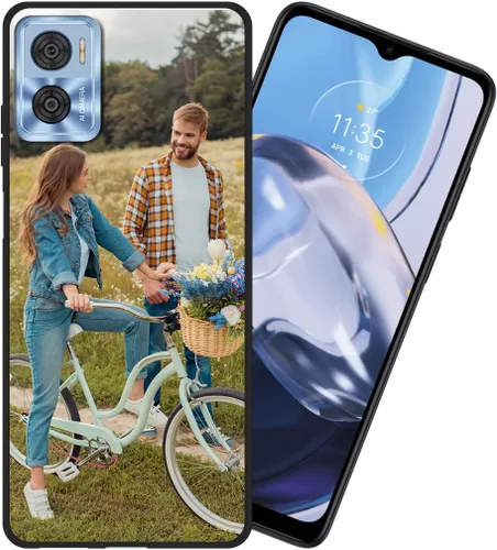 Vista 2 de Styletify Funda de fotos personalizada para Moto E22/E22i, funda de silicona a prueba de golpes, funda de teléfono personalizada de caramelo suave