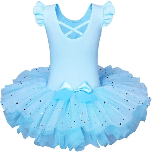 Vista 2 de BAOHULU Leotardos de ballet para niñas con falda completa, tutú de baile, disfraces de fiesta