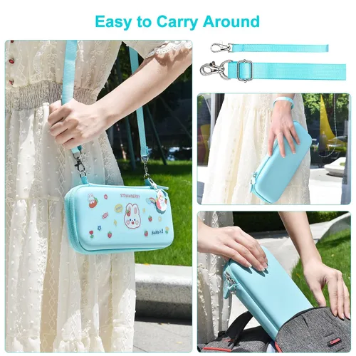 Vista 7 de Younik Switch Accessories Bundle, 15 in 1 Blue Switch (NOT OLEDLite) Accessories Kit for Girls Include Switch Carrying Case, Adjustable Stand