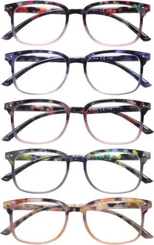 Vista 9 de Paquete de 5 lentes de lectura con bloqueo de luz azul para mujeres, lectores de computadora con bisagra de resorte