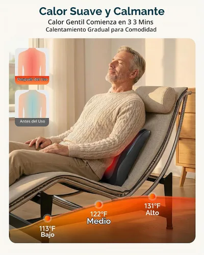 Vista 5 de Snailax Masajeador de cuello y espalda con calor, almohada de masaje Shiatsu 4D para el dolor
