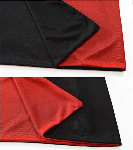 Vista 6 de OurLore Disfraz reversible de capa para fiesta de máscaras, Halloween, Navidad, color negro y rojo (35 pulgadas, con capucha)