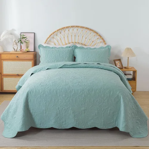 Vista 17 de HoneiLife Juego de ropa de cama tamaño Queen, juego de edredón de microfibra para cama Queen, colchas ligeras de 3 piezas, edredones reversibles