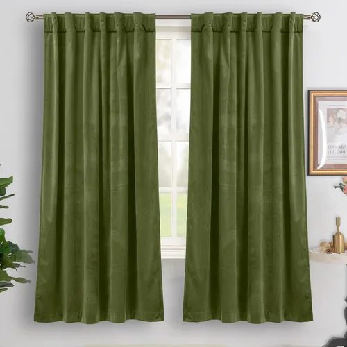 Vista 49 de BGment Cortinas de terciopelo rosa polvoriento, 2 paneles de 84 pulgadas, 2 paneles para sala de estar, aislamiento térmico de lujo, reducen