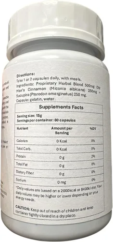 Vista 4 de Canela de Old Man's con Sucupira 500 mg (60 cápsulas) - Suplemento de hierbas de mezcla