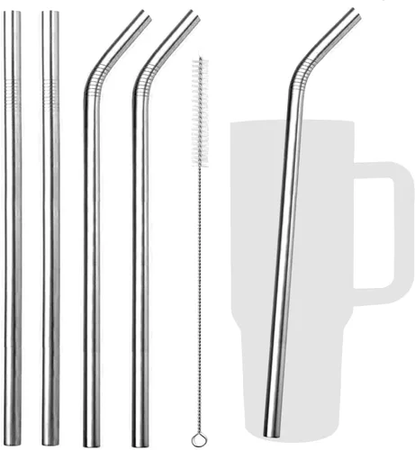 Vista 8 de VEHHE Popotes de metal de acero inoxidable Popotes para beber reutilizables - 10.5" Ultra largo 4 + 1 - Con cepillo de limpieza para vasos de 20/30