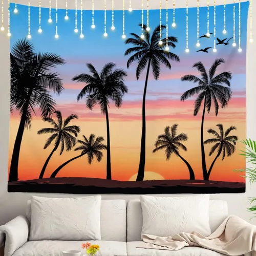 Vista 10 de Shrahala Modern Abstract Artwork Wall Tapestry, Orange Black Beige Wall Hanging Large Tapestry Decoration Polyester Fiber White Hem Around for Dorm