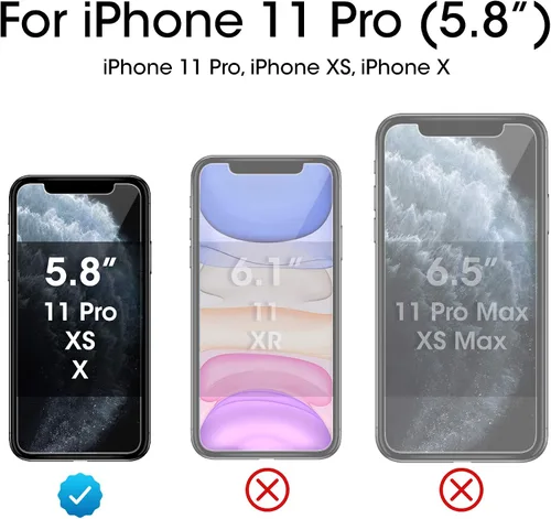 Vista 2 de TechMatte Protector de pantalla de vidrio para iPhone 11 Pro, iPhone XS/X con bandeja de fácil instalación, vidrio templado, paquete de 3 9H Drop