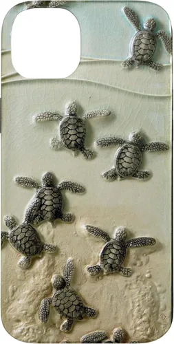 Vista 15 de Funda para iPhone 17, diseño de tortugas marinas color verde bebé