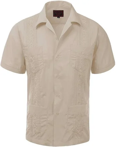 Vista 21 de vkwear Guayabera - Camisa de vestir casual con botones y manga corta para hombre