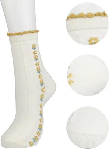 Vista 2 de AFADER Calcetines coloridos para mujer, diseño de flores, divertidos, casuales, talla 6-10