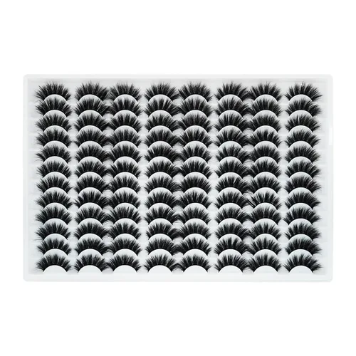 Vista 7 de Azenlo Pestañas postizas 48 pares, pestañas de visón sintético, pestañas tenues de 14mm, pestañas de ojo de gato esponjosas 3D, paquete al por
