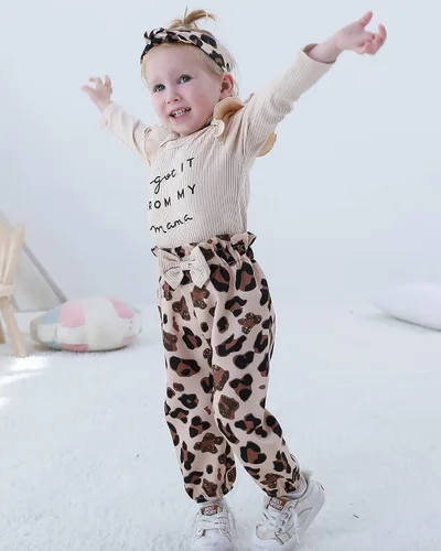 Vista 3 de Ropa para bebé recién nacida, conjunto de pantalones florales de manga larga para otoño e invierno
